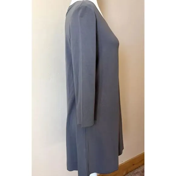 Oska Womens Size 4/6 Gray Scoop Neck Relaxed Lagenlook Tunic Dress Minimalist
