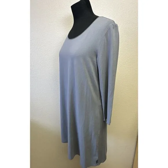 Oska Womens Size 4/6 Gray Scoop Neck Relaxed Lagenlook Tunic Dress Minimalist