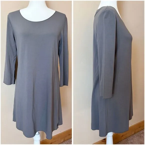 Oska Womens Size 4/6 Gray Scoop Neck Relaxed Lagenlook Tunic Dress Minimalist