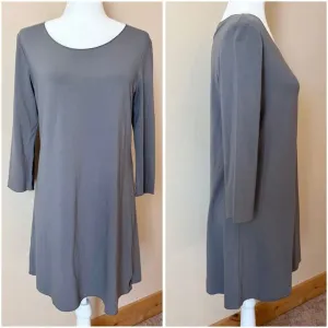 Oska Womens Size 4/6 Gray Scoop Neck Relaxed Lagenlook Tunic Dress Minimalist