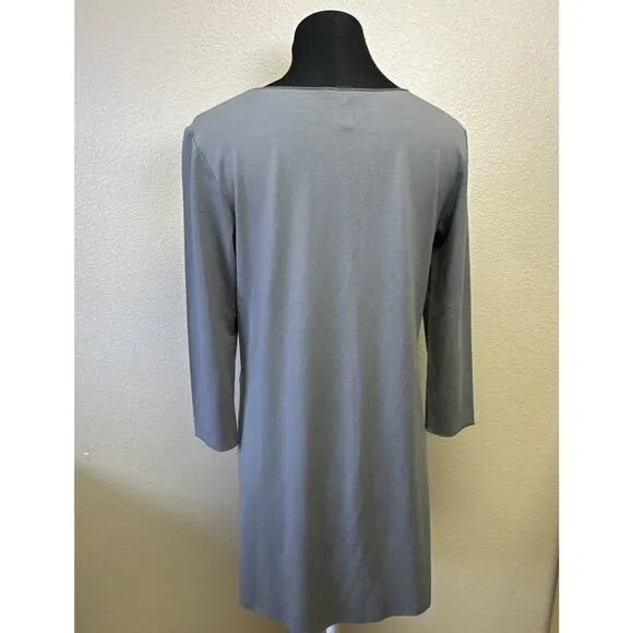 Oska Womens Size 4/6 Gray Scoop Neck Relaxed Lagenlook Tunic Dress Minimalist
