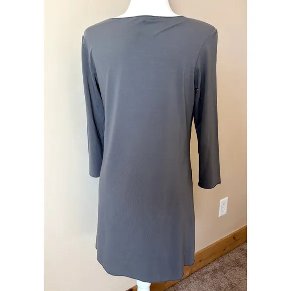 Oska Womens Size 4/6 Gray Scoop Neck Relaxed Lagenlook Tunic Dress Minimalist