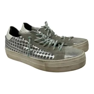 P448 Sneakers Women's Size 42 US 11 Silver Laser Cutout Detail Lace Up