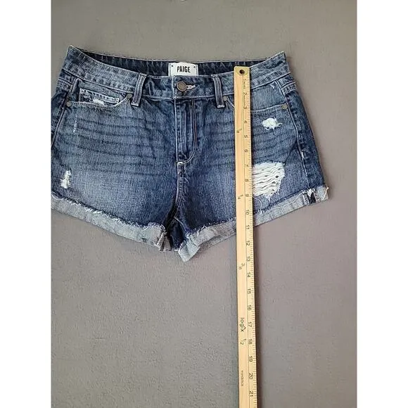 PAIGE Jimmy Jimmy Cutoff Denim Shorts In Izza Destructed Size 27