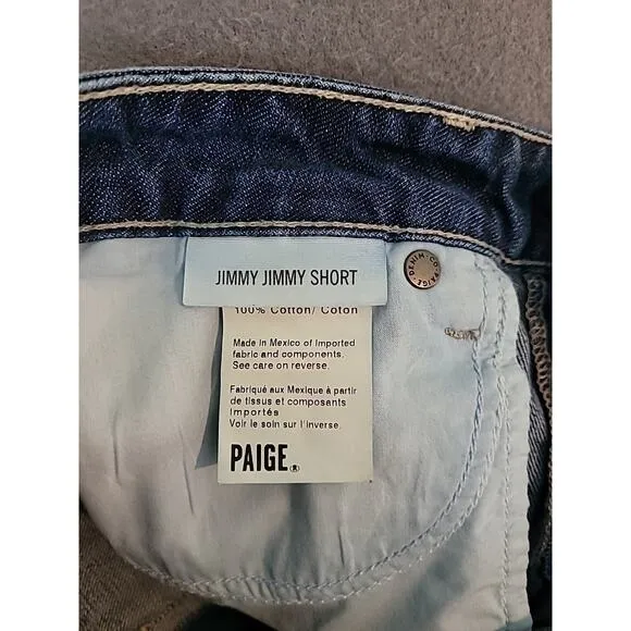 PAIGE Jimmy Jimmy Cutoff Denim Shorts In Izza Destructed Size 27