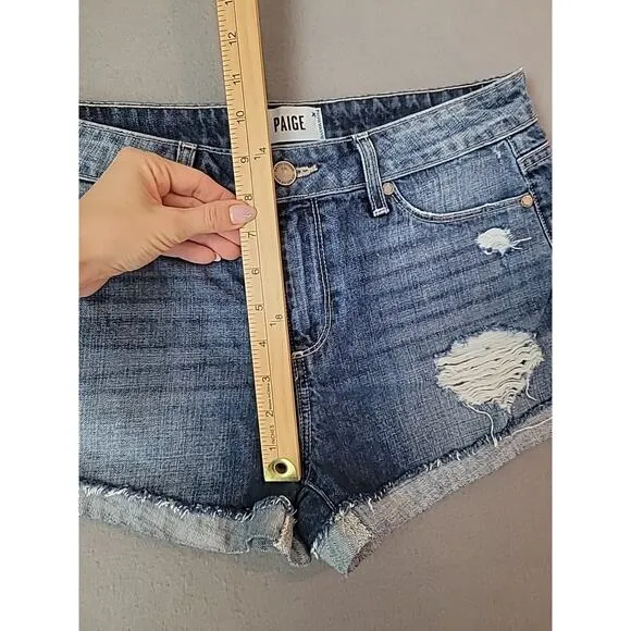 PAIGE Jimmy Jimmy Cutoff Denim Shorts In Izza Destructed Size 27