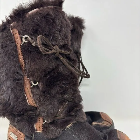 Pajar Brown Rabbit Fur Winter Boots Women's US 8 UK‎ 39 Aspen Ski Lodge