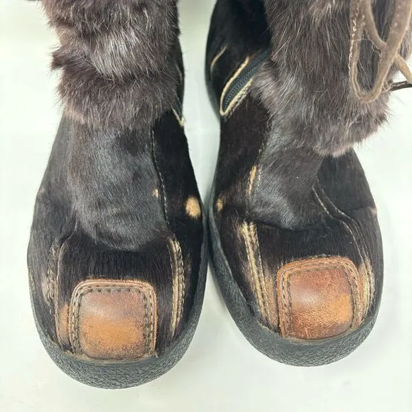 Pajar Brown Rabbit Fur Winter Boots Women's US 8 UK‎ 39 Aspen Ski Lodge