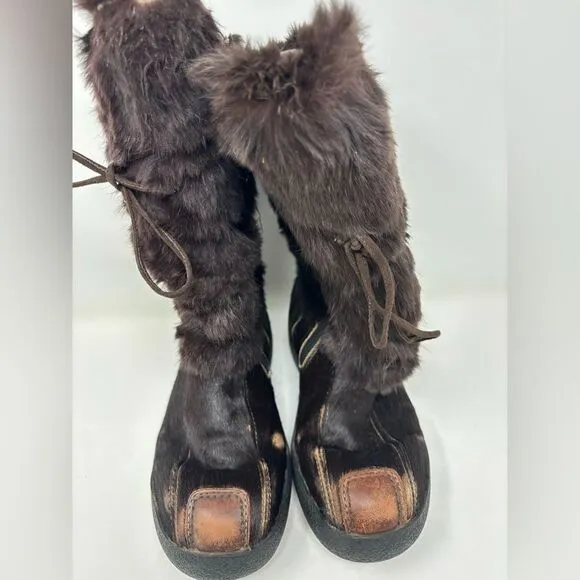 Pajar Brown Rabbit Fur Winter Boots Women's US 8 UK‎ 39 Aspen Ski Lodge