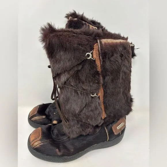 Pajar Brown Rabbit Fur Winter Boots Women's US 8 UK‎ 39 Aspen Ski Lodge