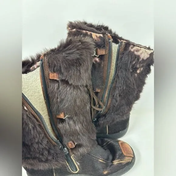 Pajar Brown Rabbit Fur Winter Boots Women's US 8 UK‎ 39 Aspen Ski Lodge