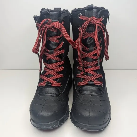 PAJAR Kimberly winter boot leather suede wool black lace up side zip size 5-5.5
