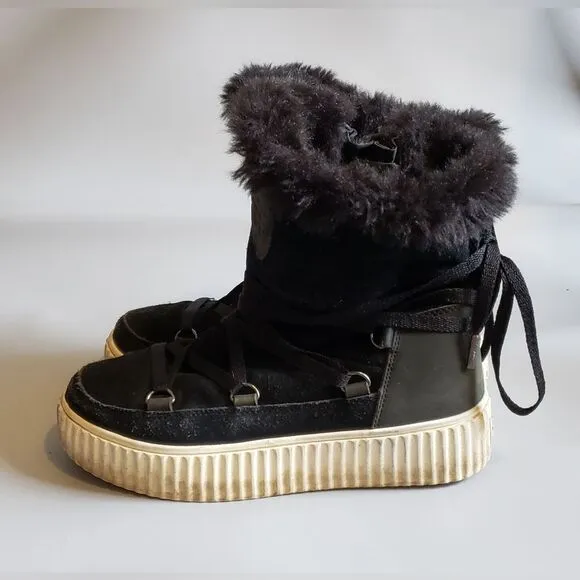Pajar Women's Short Black Leather Winter Boots Size 37