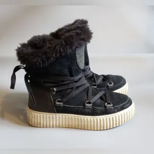 Pajar Women's Short Black Leather Winter Boots Size 37