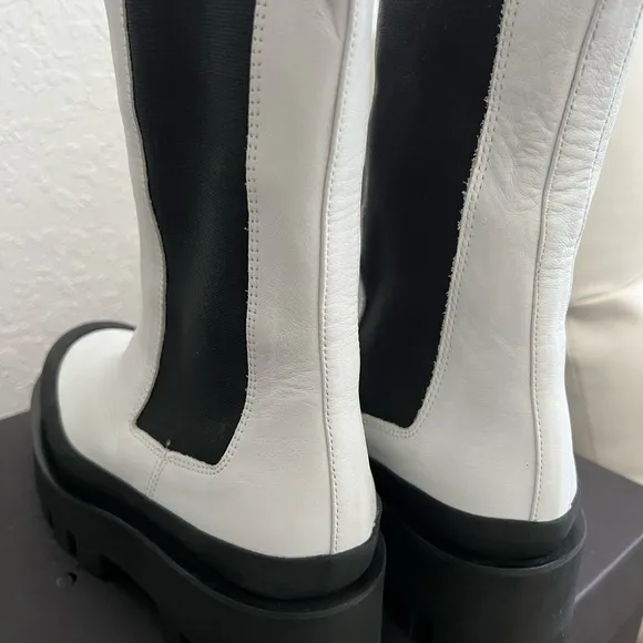 Paloma Barcelo Black and White Winter Boots with Chunky Sole