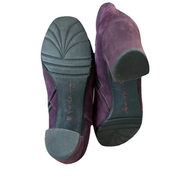 Pas De Rouge Suede Ankle Boots Size US 6 EU 36 Burgundy Purple