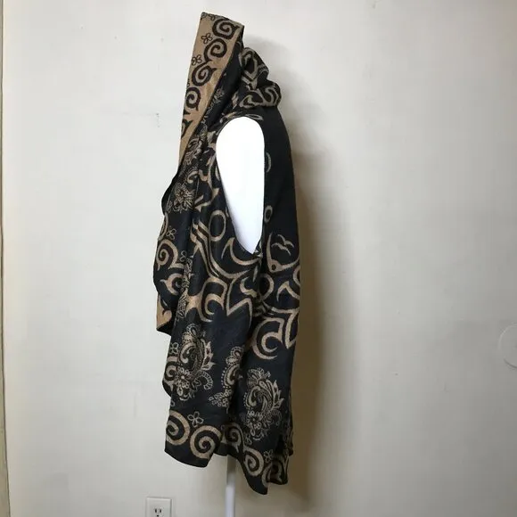 Pashmina Cashmere Moroccan Design Print Wrap Open Front Poncho Style Vest