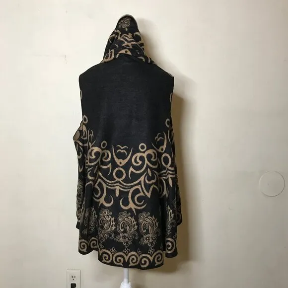 Pashmina Cashmere Moroccan Design Print Wrap Open Front Poncho Style Vest