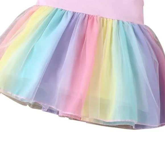 Pastel Cocomelon Rainbow Pink Dress Clothes Outfit First Birthday Clothes