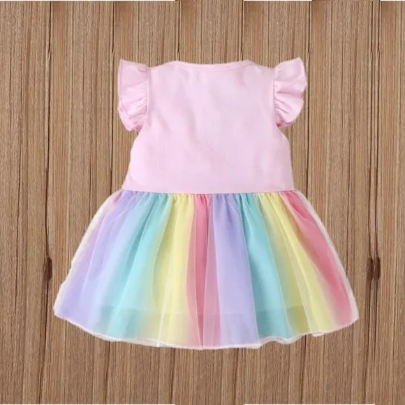 Pastel Cocomelon Rainbow Pink Dress Clothes Outfit First Birthday Clothes