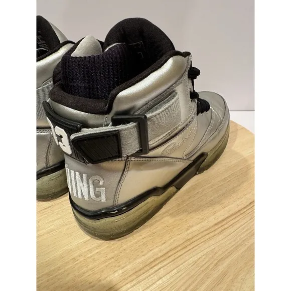 Patrick Ewing 33 Hi Platinum Black Silver Basketball Shoes Mens 9.5 Sneakers