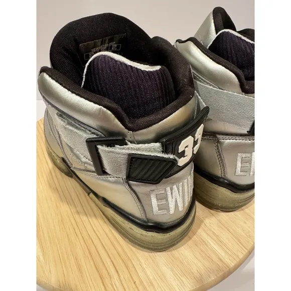 Patrick Ewing 33 Hi Platinum Black Silver Basketball Shoes Mens 9.5 Sneakers