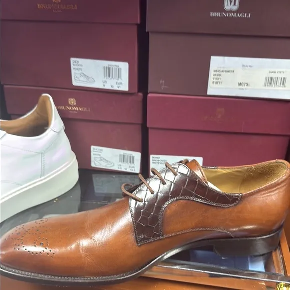 Paul Frederick Men's Brown Leather Dress Shoes
