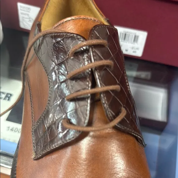 Paul Frederick Men's Brown Leather Dress Shoes