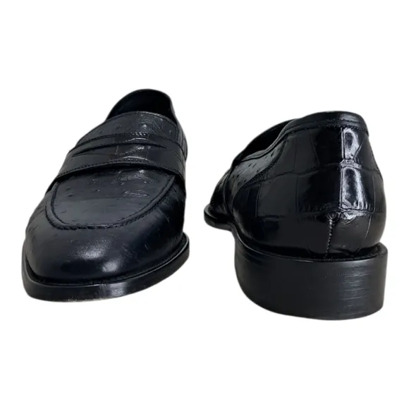 Paul Fredrick Embossed Ostrich &amp; Crocodile Italian Loafer Size 13