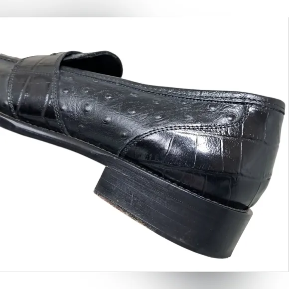 Paul Fredrick Embossed Ostrich &amp; Crocodile Italian Loafer Size 13