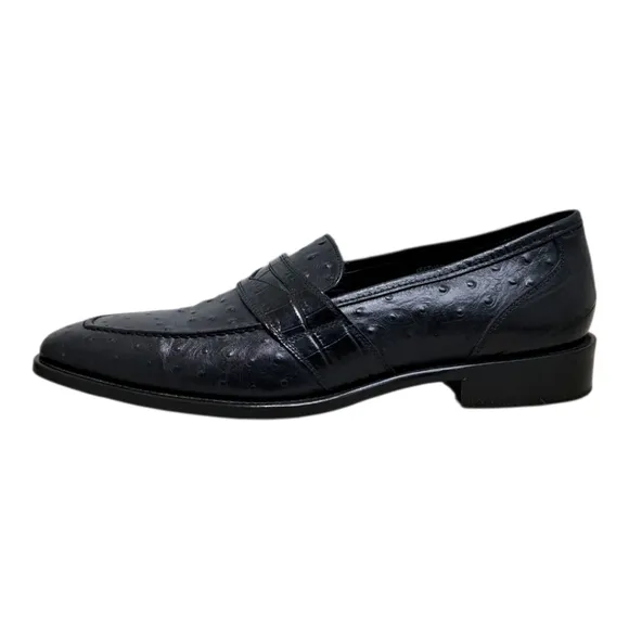 Paul Fredrick Embossed Ostrich &amp; Crocodile Italian Loafer Size 13