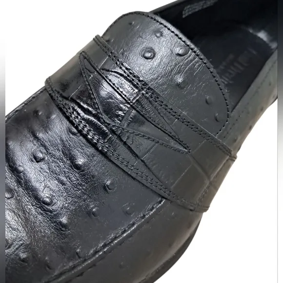 Paul Fredrick Embossed Ostrich &amp; Crocodile Italian Loafer Size 13