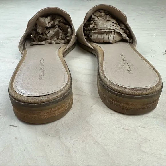 Pelle Moda Tan Leather Slide Sandals