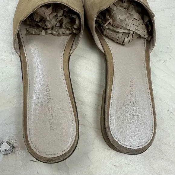 Pelle Moda Tan Leather Slide Sandals