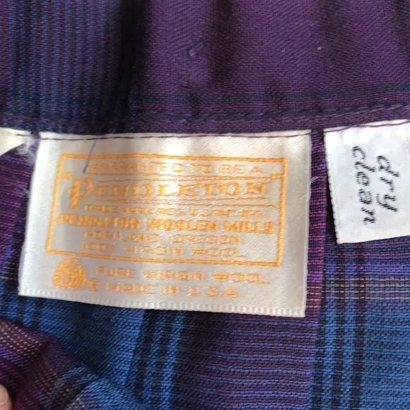 Pendleton 100% wool purple/teal pleated skirt