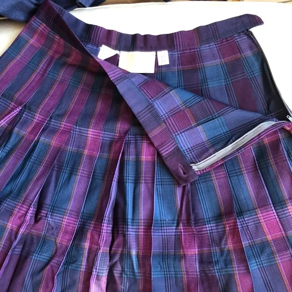 Pendleton 100% wool purple/teal pleated skirt