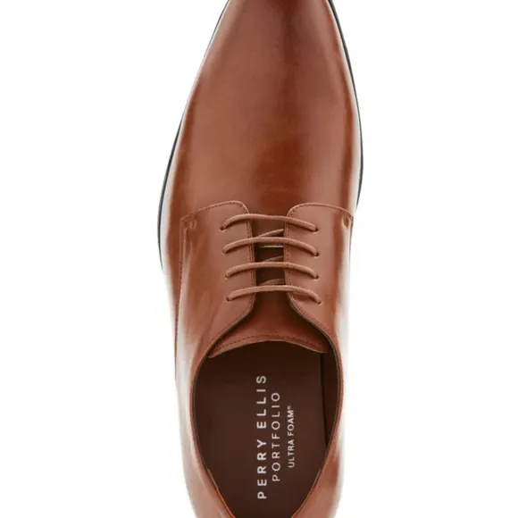 Perry Ellis Portfolio Randall Men's Brown Leather Dress Shoes sz 8.5 nwb
