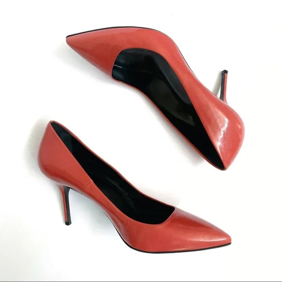 Pierre Hardy pink leather pointed toe short high heel slip on pumps