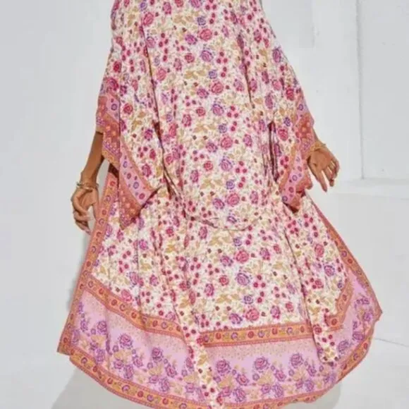 Pink Bloom Floral Blossom Cotton Kimono Robe