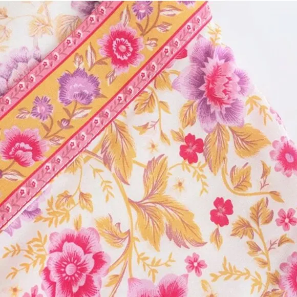 Pink Bloom Floral Blossom Cotton Kimono Robe
