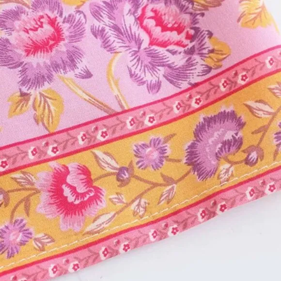 Pink Bloom Floral Blossom Cotton Kimono Robe