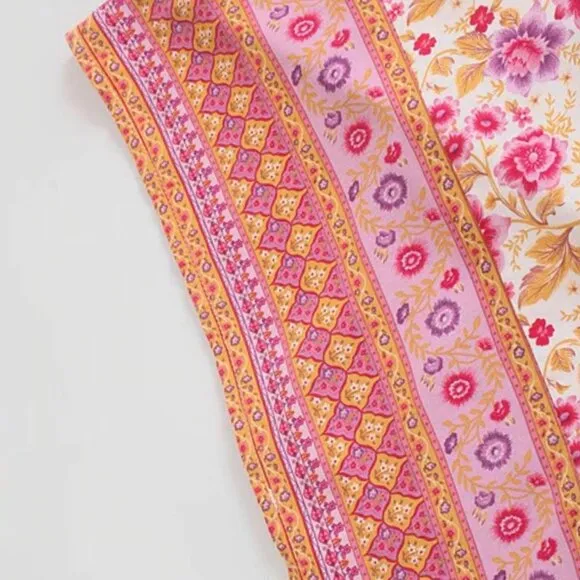 Pink Bloom Floral Blossom Cotton Kimono Robe