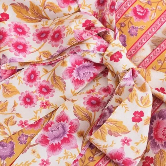Pink Bloom Floral Blossom Cotton Kimono Robe