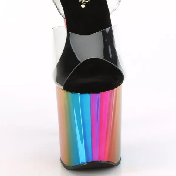 Platform Clear Rainbow Chrome High Heel Shoes