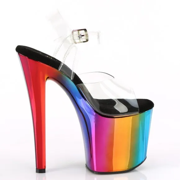 Platform Clear Rainbow Chrome High Heel Shoes