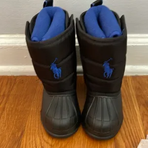 Polo by Ralph Lauren Toddler Black &amp; Royal Winter Boots Size 7c NWT