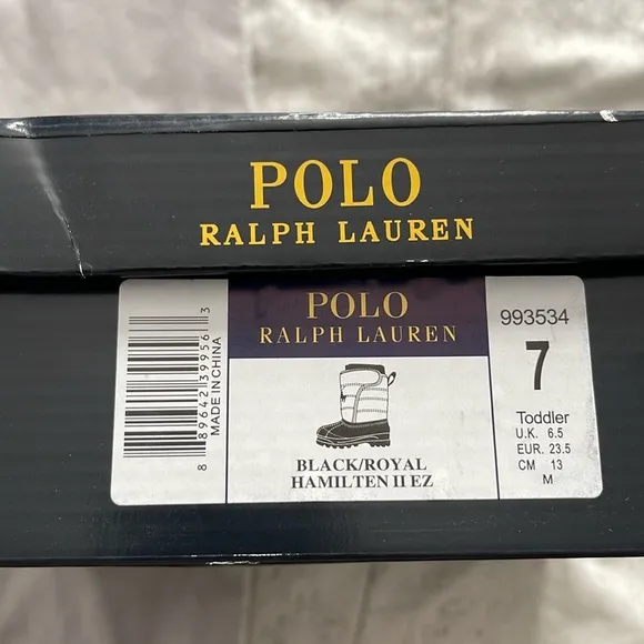 Polo by Ralph Lauren Toddler Black &amp; Royal Winter Boots Size 7c NWT
