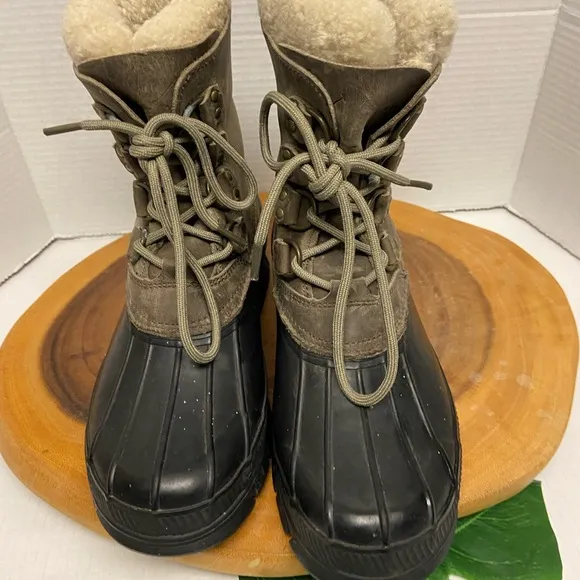 Polo Ralph Lauren Camo Green Leather LANDEN Duck Boots Winter Boots