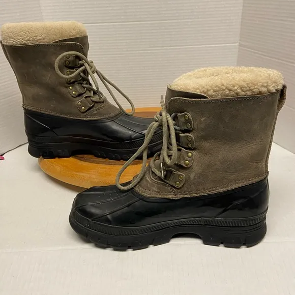 Polo Ralph Lauren Camo Green Leather LANDEN Duck Boots Winter Boots
