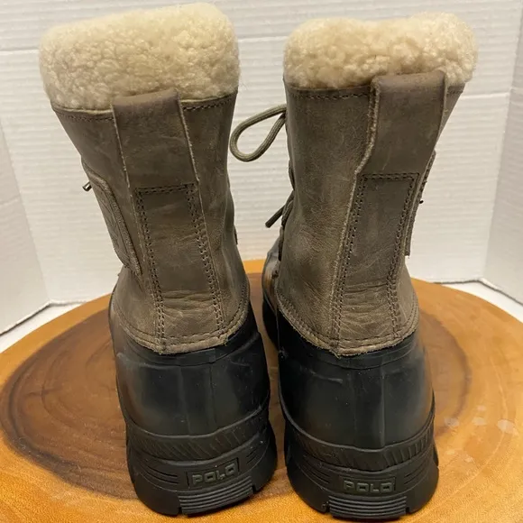 Polo Ralph Lauren Camo Green Leather LANDEN Duck Boots Winter Boots
